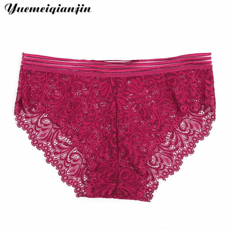 Red Женское нижнее белье женские сексуальные кружевные перспективные трусики удобные женские бесшовные, средняя посадка Сексуальные трусы-брифы Цветочные трусики - Цвет: Red