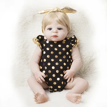 

Realistic 22 Inch Silicone Full Body Reborn Babies Dolls Girl Fashion Bath Toys For Kids Xmas Gifts Present Playmate Doll