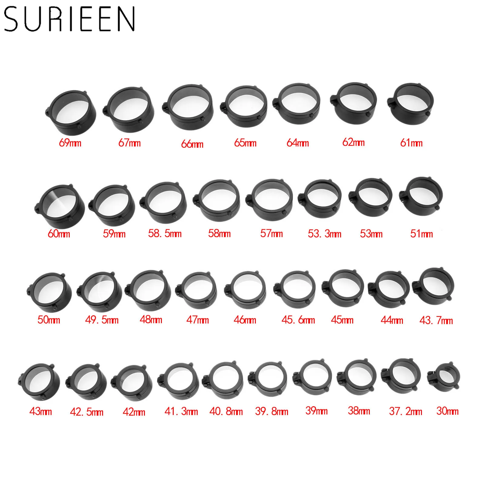 

60mm-69mm Riflescope Quick Flip Spring Up Open Gun Lens Cover Transparent Eye Protect Objective Cap For Hunting Caliber 8 Sizes