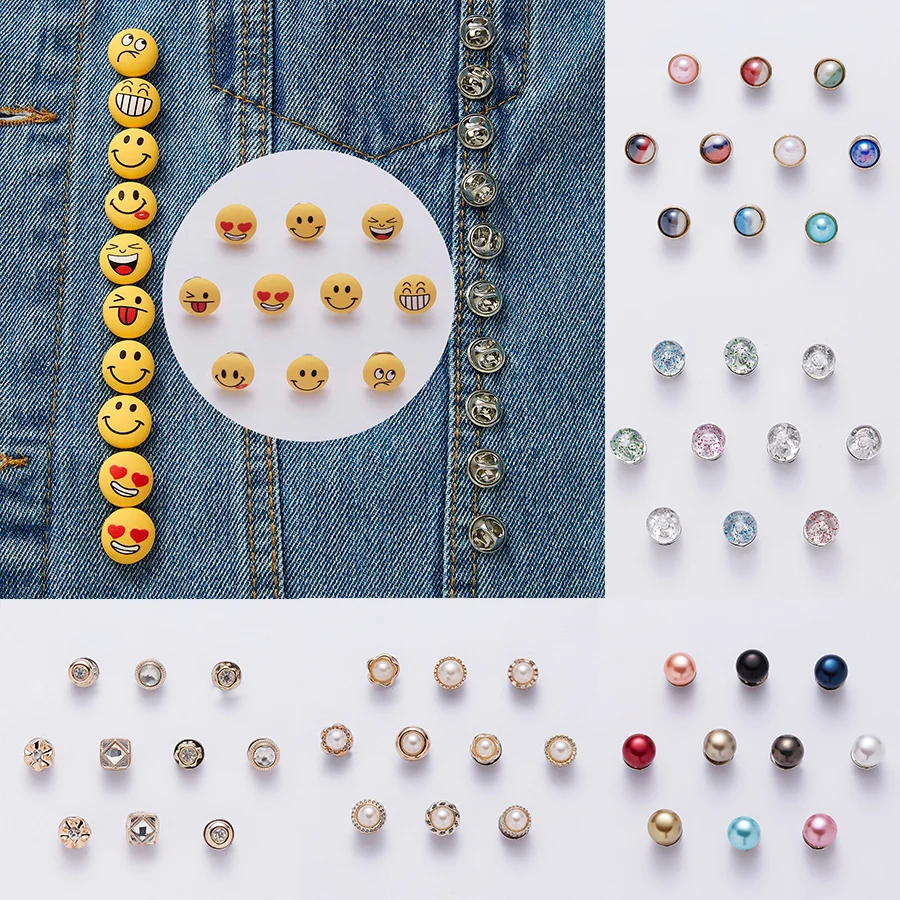 

10pcs/set Imitation Pearl Circle Brooch Pins Smile Face Emotion Button Brooches for Women Lapel Pin Collar Jewelry Accessories