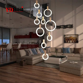 

Staircase Long Hanging Light Modern Simple Nordic Creative Individuality Living Room Villa Restaurant Rotary Duplex Staircase Ha