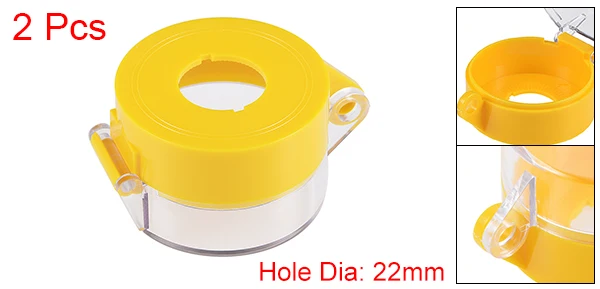 uxcell Two Feet Push Switch Button Protective Cover Control Station Circle Safeguard Cover Shell Yellow/Clear