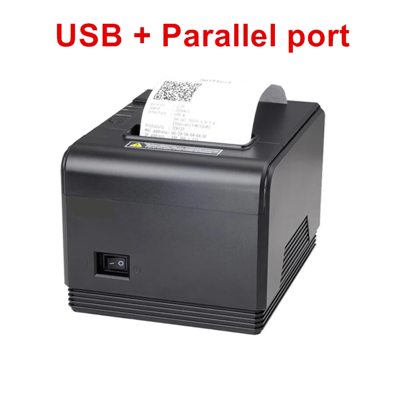 USB and Parallel 80 мм Термальный чековый POS принтер для банкнот сетевой параллельный порт кухонный принтер для билетов с автоматическим резаком для Pos системы высокого качества - Цвет: USB and Parallel
