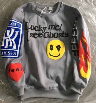 

Lucky me I see Ghosts Kanye West Hoodies Men Women 3D Printing KIDS SEE GHOSTS Smiley Face Sweatshirts