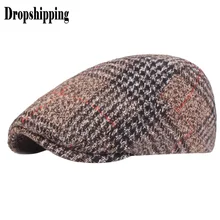 Английский стиль, клетчатый твидовый Мужской Зимний берет, женский, Blinder Baker, шапка для мальчика, кепка, Newsboy, елочка, плоская кепка, берет erkek bere# ZD