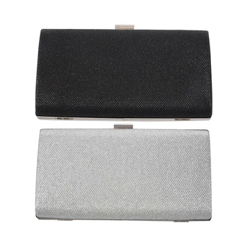 

2 Pcs Woman Evening Bag Women Diamond Rhinestone Clutch Crystal Day Clutch Square Shape Hard Shell, Silver & Black