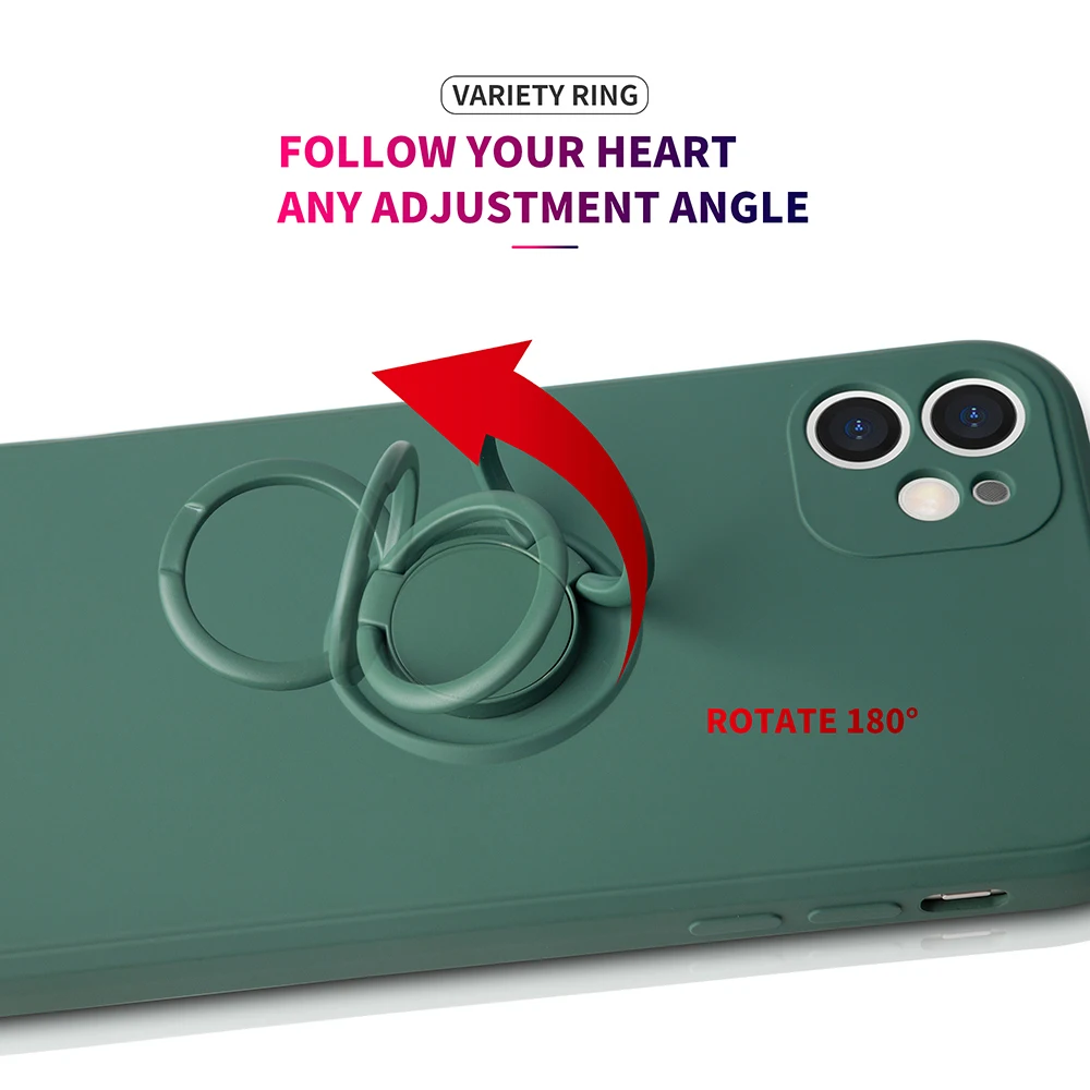 iphone 13 mini waterproof case Liquid Silicone Finger Ring Magnetic Holder Bracket For iPhone 13 12 11 Pro Max 12 Mini XR X XS Max 7 8 Plus SE 2020 Phone Case apple iphone 13 mini case leather