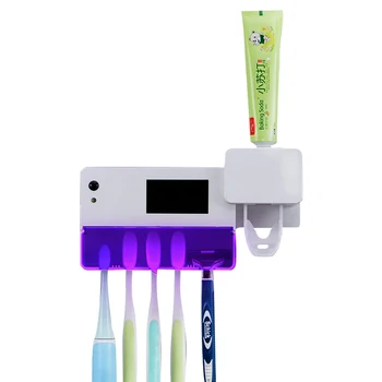 

UV Light Sterilizer Toothbrush Holder Cleaner Shaver Frame With Automatic Toothpaste Dispenser Oral Hygiene Bathroom Set