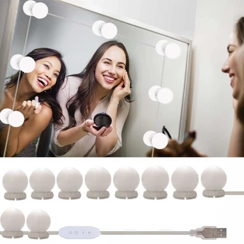 

Hollywood Style LED Mirror Light Makeup Mirror USB Cosmetic Make Up Lamp 10 Bulbs Kit 3 Colors Lighting Beauty Dressing