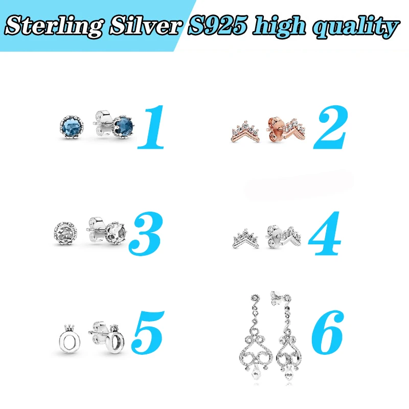 

High quality 100% new crown Earrings Sterling Silver S925 is suitable for girls' gift Charm Jewelry