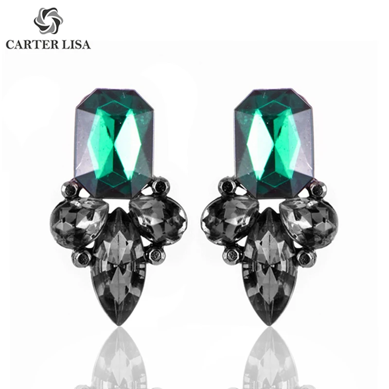 CARTER LISA Изысканный Большой Кристалл Pendientes Duzzling стразы цветок серьги гвоздики для