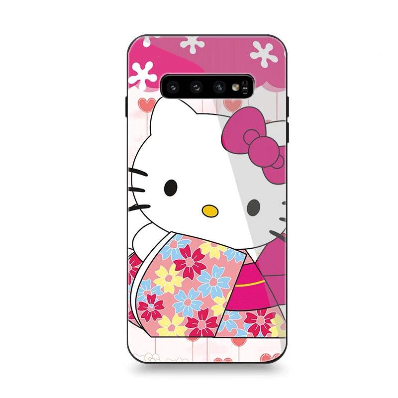 G8 Чехол для телефона Стекло для samsung A40 A50 A10 A20 A30 A60 A70 S10 S7 край S8 S9 Note 8 9 10 плюс Чехол рисунок «Hello Kitty» - Цвет: G8