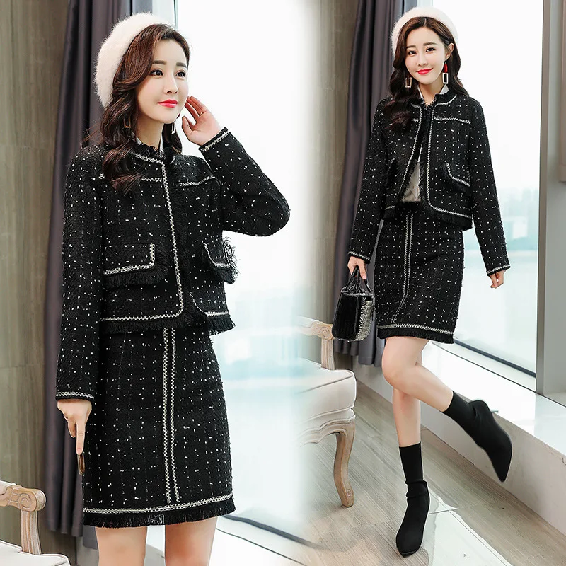 

Elegant-Style Crew Neck Long Sleeve Zipper Versatile Elegant 2018 Autumn Two-Piece Set