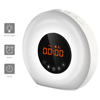 

Smart Wakeup Alarm Clock Digital Sunrise Sunset LED Alarm Clock Wireless Speaker Music Player Clock with 7 Natural Ringtone