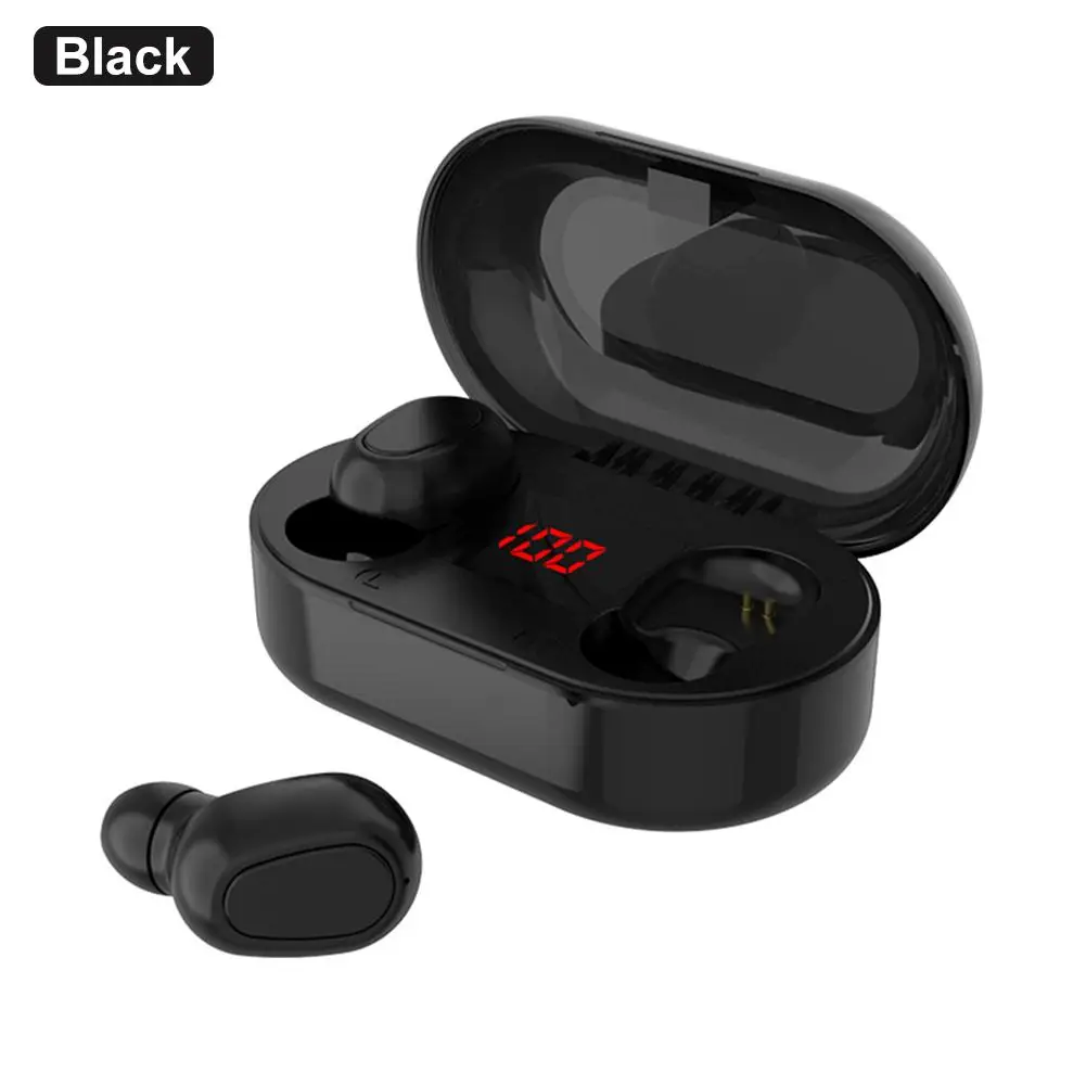 Black L22 TWS беспроводные Bluetooth наушники 5,0 светодиодный цифровой дисплей наушники-вкладыши черный/белый/розовый IPX5 водонепроницаемые спортивные наушники - Цвет: Black