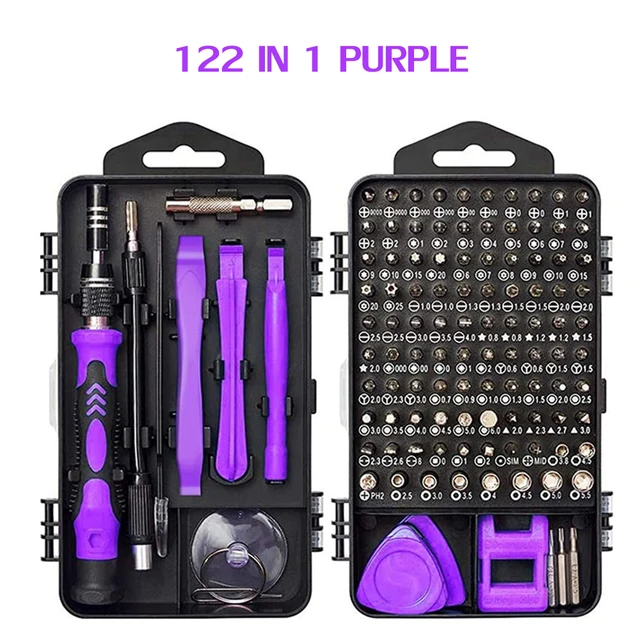 122 in 1 Screwdriver Set Precision Magnetic Screw Driver Bits Torx Hex Bit Handle Mobile Phone Repair Screwdrive Kit Hand Tools 122 in 1 Purple