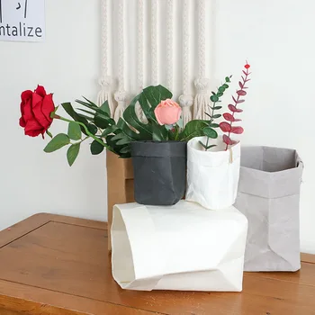 

Mini Succulents Planter Pot Washable Kraft Paper Flowerpot Creative Desktop Flower Pots Reuseable Multifunction Home Storage Bag