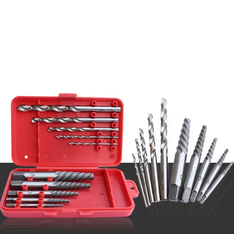 

New 10 Piece Drill Set Damaged Screw Extractor Set Puncher Tool Screw Removal Special Tool