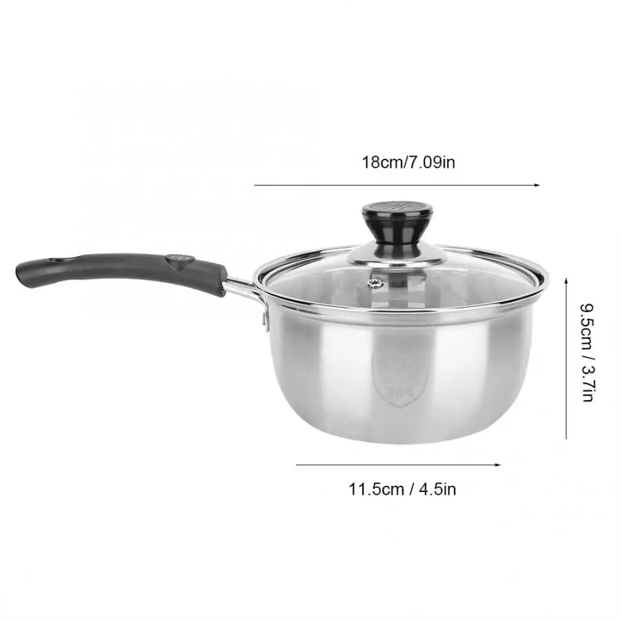 Stainless Steel Thick Milk Pot Non-Stick Cooking Sauce Pan for Home Coffee Shop Restaurant