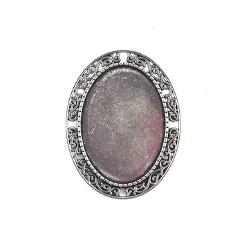 

Wholesae Brooch Base Fitting 35*25mm Oval Cabochon Antiqued Silver Tone Vintage Pin Brooch Tray Jewelry Finding 10pcs/lot