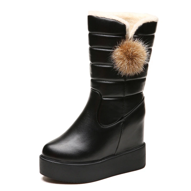 

Women Boots for Womens Platform Female Girl Fur Black High Boots Furry Fur Snow Boots Winter Shoes Booties
