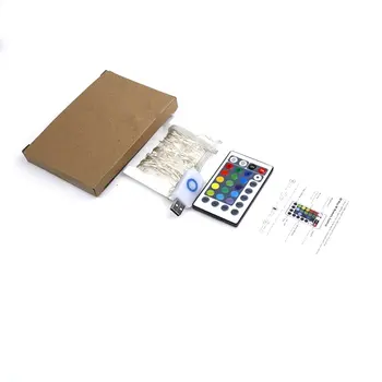 

28 keys USB four-wire full-color light string holiday decoration copper wire lamp USB powered decorative line lights