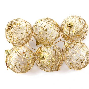 

6Pcs Christmas Decoration Christmas Tree Pendant Golden Flour With Scale Christmas Ball Festive Atmosphere Decoration Accessory