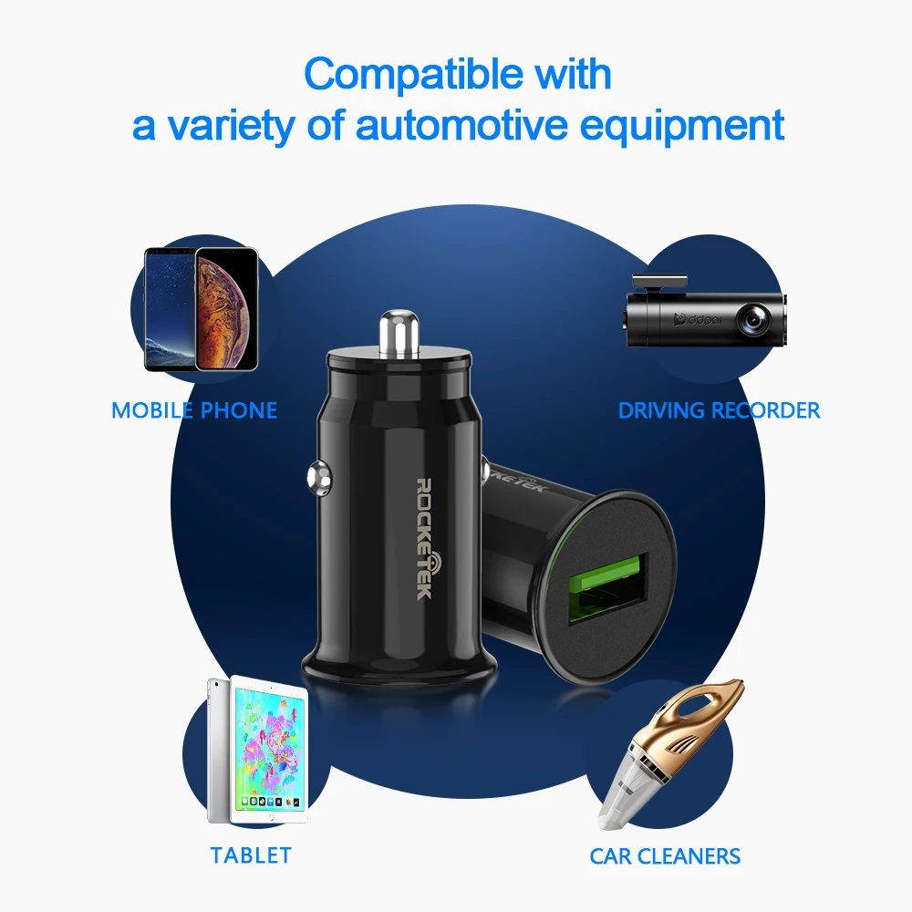 Автомобильное зарядное устройство Rocketek mi ni USB Quick Charge 3.1A автомобильное зарядное устройство для iPhone samsung Xiaomi mi QC3.0 QC Быстрая зарядка для мобильных телефонов