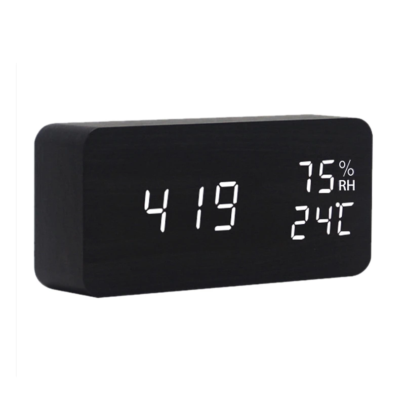 Современный светодиодный Будильник Температура Влажность электронные настольные цифровые настольные часы, черный+ белый