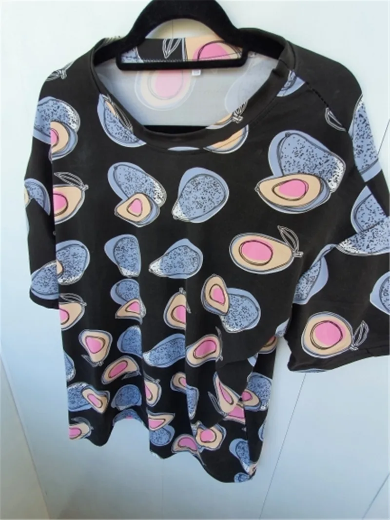 GCAROL 2020 Spring Summer Women Cartoon T-shirt Oversized Graphic Stripes Graffiti Long Tees Multi-design harajuku Tops