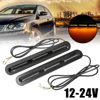 

Hot 2Pcs 12V/24V 120LED Car Rear Window Tail Brake Flashing Flowing Turn Signal Light Universal For All Trucks Trailer