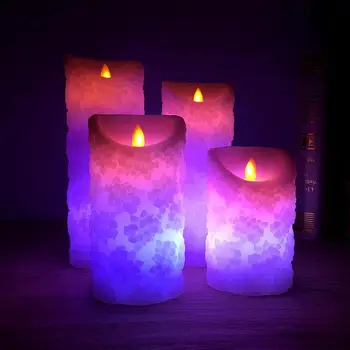 

Flowers Cherry Relief LED Candles with Timing and RGB Remote Control Made By Paraffin Pink Wax Unique Candle Light Home Decor