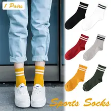 1 пара модные женские ретро-носки с нескользящей подошвой спортивные женские, унисекс носки из флиса и хлопка в двух полосками носки до лодыжки классические полосатые Повседневное носки 4