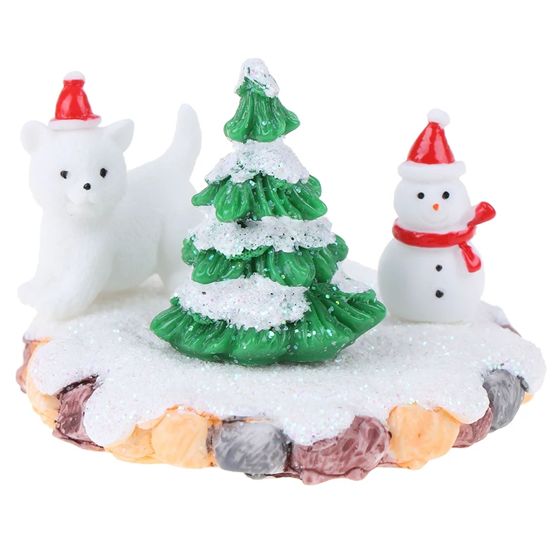 

3pcs/set Christmas Tree Snowman Bear DIY Miniature Figurine Xmas Micro Landscape Christmas Series Home Decorations