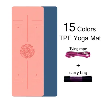 TPE Yoga Mat 6mm For Beginner Non-slip Mat Yoga Sports Exercise Pad With Position Line For Home Fitness Gymnastics Pilates Mats 1
