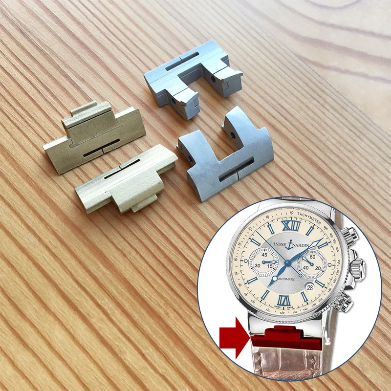 Cinturino Inserti Metallici All'Interno Per Un Ulysse Nardin Executive 243 Marine 353 Orologio Automatico