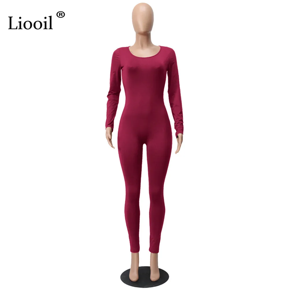 Liooil, Клубная одежда, длинные штаны, облегающие, вечерние, сексуальный комбинезон для дня рождения, одноцветные, черные, бордовые, обтягивающие, женские комбинезоны и комбинезоны