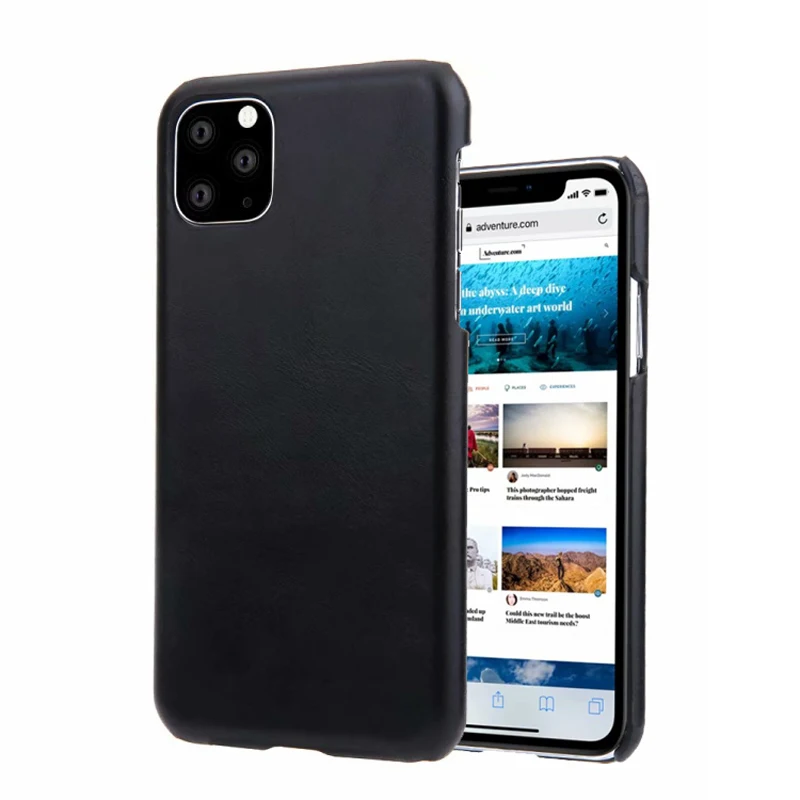 

CKHB For iphone 11 series vintage style genuine leather hard back cover case for iphone 11/ 11por max luxury leather phone cases