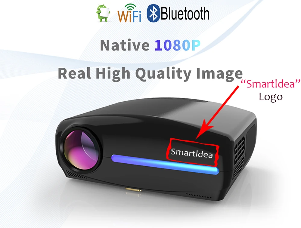 Smartldea 1080P 4K Full HD проектор, Android 9,0 опционально, разрешение 1920x1080P 6500 люмен, светодиодный проектор для домашнего кинотеатра, 3D проектор