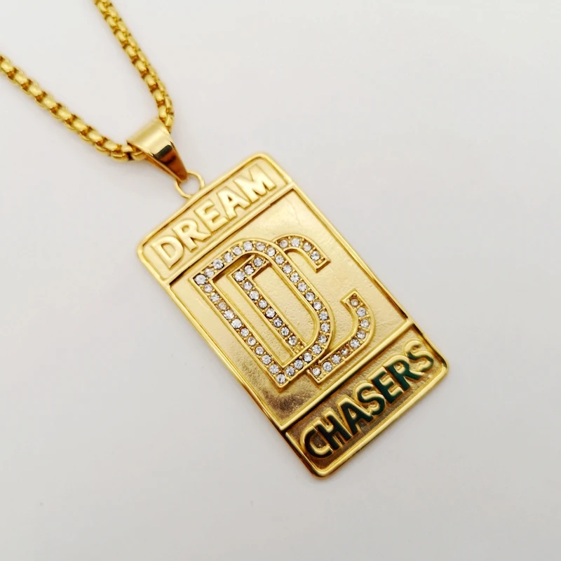 Позолоченное ожерелье из нержавеющей стали с подвеской Dream Chasers, хорошее качество, стразы Dream chaser, ожерелье для мужчин, модное ювелирное изделие