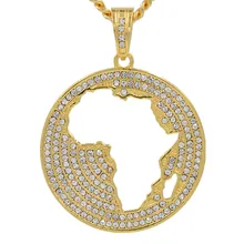Кулон Карта Африки ожерелье для мужчин/женщин золото кубический цирконий Стразы ожерелье s Мужчины s Нержавеющая сталь ювелирные изделия