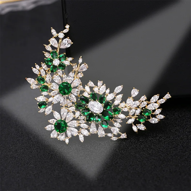 

SWOUR New Fashion Jewelry Luxury Crystal Zircon Flower Design Top Quality Suit Apparel Brooch Pin Collar For Women S573