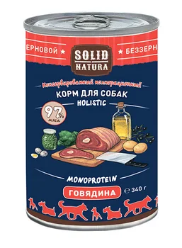 

SOLID NATURA SOLID NATURA HOLISTIC monobelkovye for adult dogs with beef 340 g