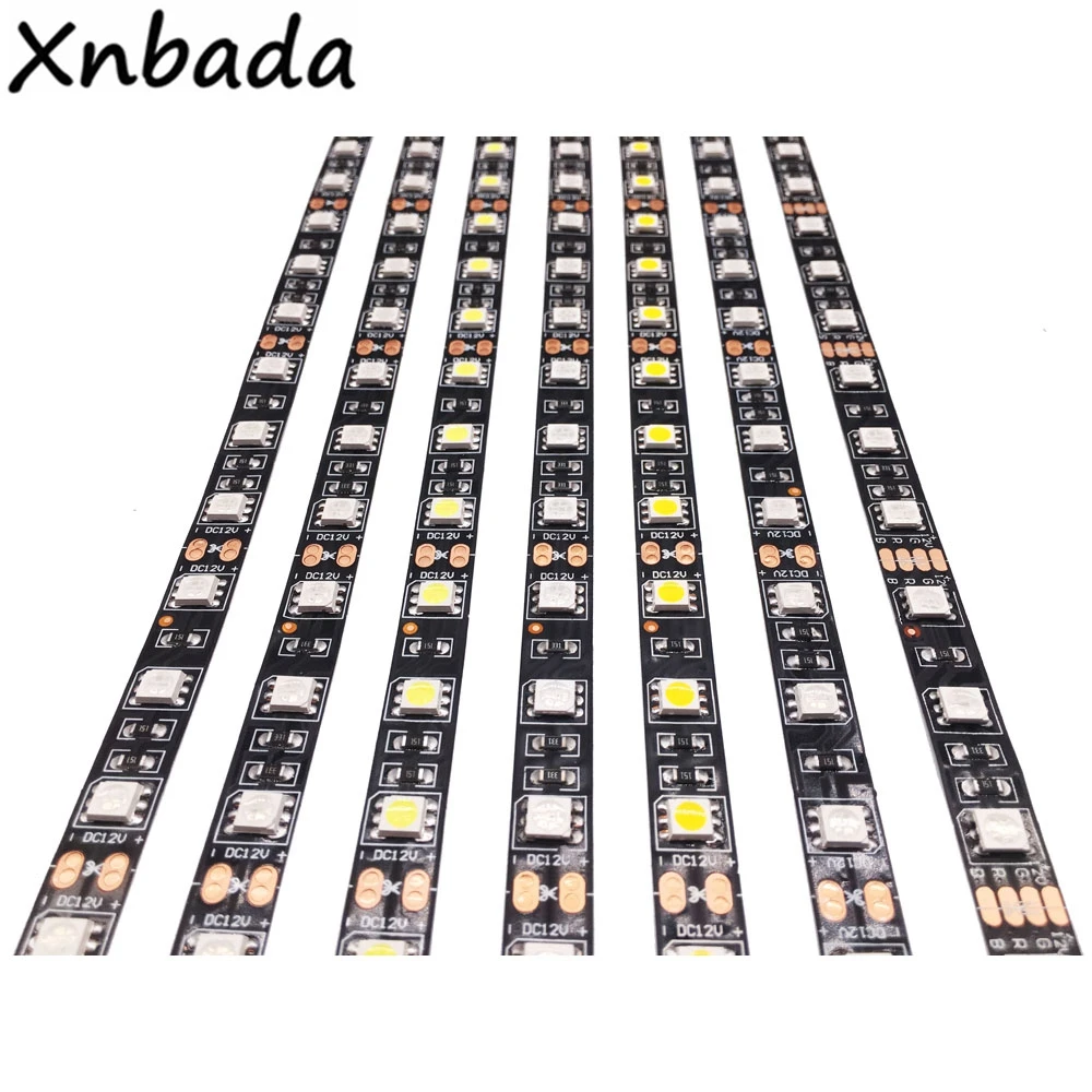 DC12V Светодиодная лента 5050 60 Светодиодный s/m гибкий черный pcb светодиодный светильник RGB/теплый белый/красный/зеленый/синий/желтый 1 м 2 м 3 м 4 м 5 м водонепроницаемый IP65