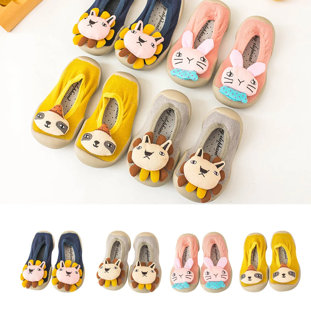 1 Pair Infant Socks Anti Slip Baby Girl Non-slip Socks Cartoon Toddler Indoor Sock Shoes Floor Rubber Soles Slippers