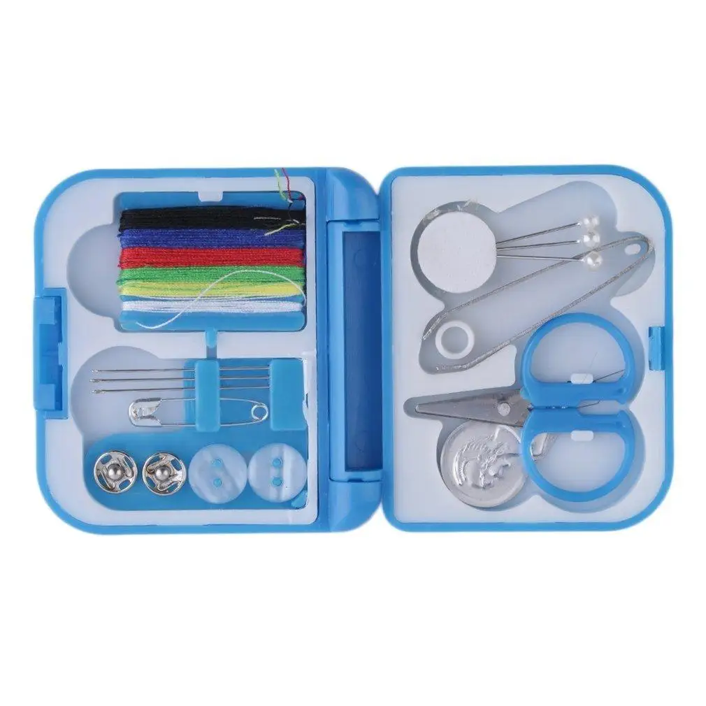 Travel Sewing Kit Thread Needles Mini Case Plastic Scissors Tape Pins Set QT | Дом и сад