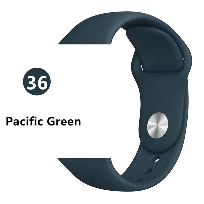 Pcific Green Ремешок для Apple Watch band 38 мм 42 мм iWatch 4 band 44 мм 40 мм спортивный силиконовый ремень браслет correa Apple watch 4 3 2 1 Аксессуары - Цвет: Pcific Green
