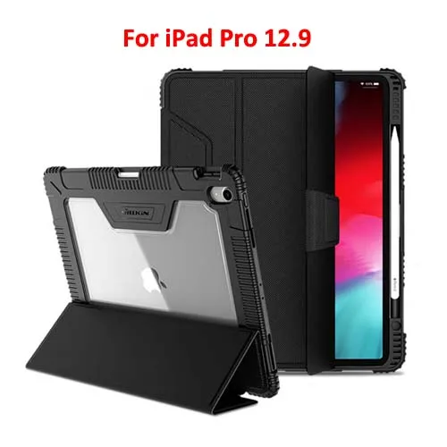 Для iPad Pro 11 12,9 чехол Nillkin противоударный кожаный умный флип-чехол для сна чехол для iPad 9,7 с функцией подставки - Цвет: Black- iPad Pro 12.9