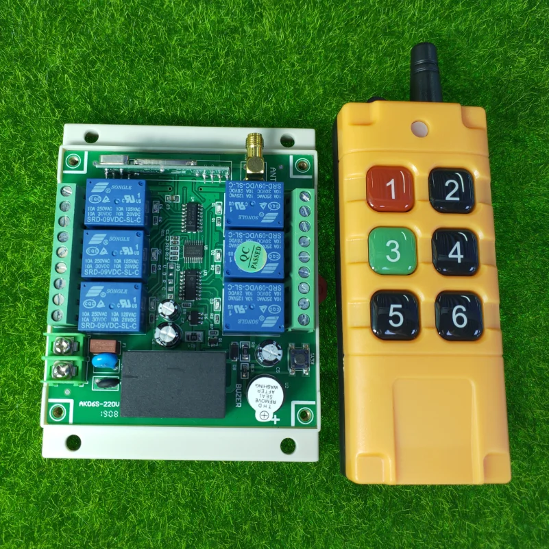 Промышленный секторный AC 110V 220V 6CH 10A RF беспроводной переключатель системы дистанционного управления с 300 M-1000 M дальний передатчик