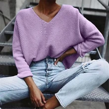 Autumn Winter Knitted Pullovers Women Long Sleeve V-neck Knitted Sweaters Women Casual Korean Female Cashmere Jumper
